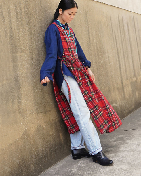 <販売開始 9月19日 金曜日 21:00 〜> INDIGO Tartan Apron Dress / Red・Blue